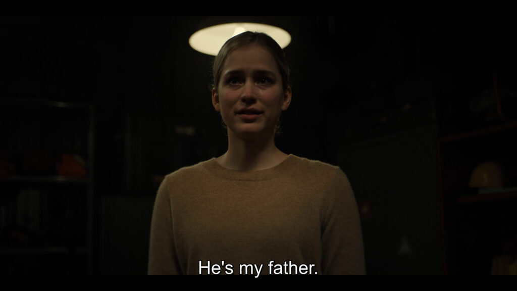 FNAF movie screenshot of Vanessa and "He's my father"